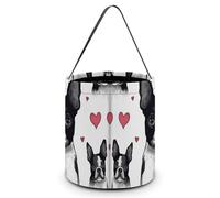 CSGJMYGS Seau à friandises ou trucs d'Halloween Boston Terrier en forme de cœur pour chien, sac fourre-tout réutilisable pour fournitures de fête d'enfants, seau à friandises, meilleur cadeau de fête