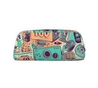 CSGJMYGS Trousse à crayons en cuir avec illustration « I Love The 90s » - Grande capacité - Avec fermeture éclair - Portable - Trousse de maquillage de voyage - Organiseur de papeterie pour homme et