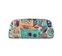 CSGJMYGS Trousse à crayons en cuir avec illustration « I Love The 90s » - Grande capacité - Avec fermeture éclair - Portable - Trousse de maquillage de voyage - Organiseur de papeterie pour homme et
