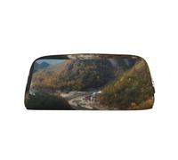 CSGJMYGS Trousse à crayons en cuir avec motif paysage touristique - Grande capacité - Avec fermeture éclair - Portable - Trousse de maquillage de voyage - Organiseur de papeterie pour homme et femme,