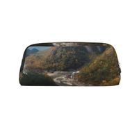 CSGJMYGS Trousse à crayons en cuir avec motif paysage touristique - Grande capacité - Avec fermeture éclair - Portable - Trousse de maquillage de voyage - Organiseur de papeterie pour homme et femme,