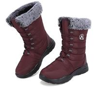 Csgkag Chaussures d'hiver Hommes Femme Bottes de Neige Lacets Bottes Doublé Chaud Antidérapantes Outdoor Plates Bottine de Randonnée Boots,Rouge,EU37