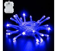 cshare Guirlande lumineuse à piles, 3 m, 30 LED, fonctionne avec minuteur, étanche IP65, guirlande lumineuse pour pot, jardin, camping, Noël, décoration intérieure et extérieure, bleu
