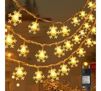 cshare Guirlande lumineuse flocon de neige d'extérieur, 15 m, 100 LED, avec prise, 8 modes, minuterie, étanche IP65, pour Noël, jardin, décoration intérieure et extérieure, blanc chaud