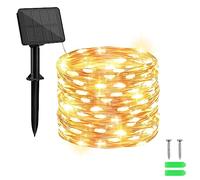 cshare Guirlande lumineuse solaire, 10 m, 100 LED, fil de cuivre, 8 modes, minuterie, protection IP65, pour sapin de Noël, jardin, chambre, balcon, décoration intérieure/extérieure, blanc chaud