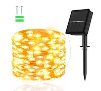 cshare Guirlande lumineuse solaire d'extérieur 5 m 50 LED Fil de cuivre 8 modes Minuterie IP65 Résistante aux intempéries Pour cour, sapin de Noël, jardin, chambre à coucher, balcon