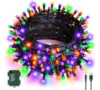 cshare Halloween Decoration Guirlandes Lumineuses, 6M 60LED Orange-Violet-Vert Guirlandes Lumineuses USB/Batterie avec Minuterie Étanche, Decoration Halloween, Extérieur, Intérieur Automne - Fil Vert