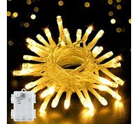cshare Nouvelles guirlandes lumineuses à piles LED, 3M/9,8Ft 30LED IP65 boîtier de batterie étanche avec minuterie, décoration pour Noël, jardin, pièce extérieure/intérieure (blanc chaud)