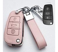 CSHU Porte-clés en Cuir pour Hommes, Porte-clés de Voiture, Couverture de Porte-clés, Ajustement pour Audi A1 A3 A4 A5 Q7 A6 C5 C6, Rose