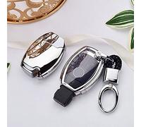 CSHU TPU Car Key Case Cover Keychain Ring Key Bag, Fit Pour Mercedes Benz W203 W210 W211 W124 W202 W204 AMG, argent avec porte-clés