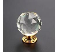 CSHWXY 20 mm, 30 mm, 40 mm, 50 mm, boule de cristal, boutons en verre transparent, pour placard, tiroir, cuisine, armoire, armoire, matériel, base dorée, diamètre 20 mm