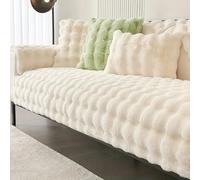 CSHWXY Housse de canapé en Fourrure épaisse et Peluche, antidérapante, Douce, pour Salon, décoration d'intérieur, Blanche, 70 x 180 cm