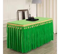 CSHWXY Nappe en Velours doré, rectangulaire, à Franges, pour conférence, Exposition, Table à Pampilles, Verte, 245 x 75 x 75 cm