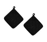 Csirnto Maniques Cuisine Tissu 2 Pièces Manique de Cuisine en Coton Manique Mitaines de Four Résistants à la Chaleur Manique de Pot Carré Noir Coussinets Lavables