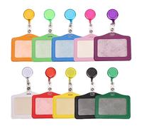 Csirnto Porte Carte D'Identité Horizontal 10 Pièces Porte Carte Rétractable Badges Porte Nom Rétractable Porte-Cartes Multicolores Porte-Badge Translucide en Cuir pour Cartes D'Identité Billets