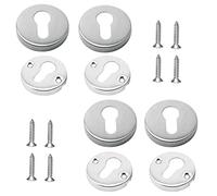 Csirnto Rosace Porte 4 Pièces Rosace Cylindre Cache Serrure Protections de Clés Rosace Double Acier Inoxydable Protection Ronde Entrée de Serrure de Porte avec 8 Vis pour Porte D'entrée