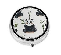 CSIVKEJ Boîte à pilules ronde à 3 compartiments avec imprimé pandas mignon - Sac à main portable - Mini organisateur de médicaments de voyage