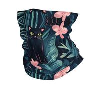 CSIVKEJ Cagoule pour cyclisme, course à pied, bandana coupe-vent, Plante tropicale chat noir 12, Taille unique