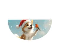 CSIVKEJ Drapeau de Noël imprimé chien demi-rond à suspendre Bannière décorative