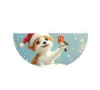 CSIVKEJ Drapeau de Noël imprimé chien demi-rond à suspendre Bannière décorative