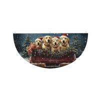 CSIVKEJ Drapeau de Noël imprimé chien demi-rond à suspendre Bannière décorative