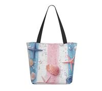 CSIVKEJ Grand sac fourre-tout pour femme, sac de plage portable, sac d'épicerie réutilisable, Coquillage de l'océan et étoile de mer 3, Taille unique