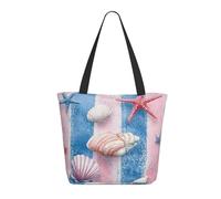 CSIVKEJ Grand sac fourre-tout pour femme, sac de plage portable, sac d'épicerie réutilisable, Coquillage de l'océan et étoile de mer 5, Taille unique