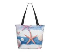 CSIVKEJ Grand sac fourre-tout pour femme, sac de plage portable, sac d'épicerie réutilisable, Coquillage de l'océan et étoile de mer 4, Taille unique