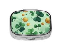 CSIVKEJ Pilulier carré imprimé Saint Patrick à 2 compartiments - Poche décorative - Mini sac à main portable - Pour médicaments de voyage et vitamines