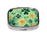 CSIVKEJ Pilulier carré imprimé Saint Patrick à 2 compartiments - Poche décorative - Mini sac à main portable - Pour médicaments de voyage et vitamines