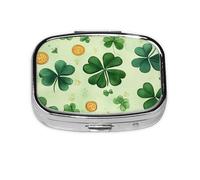CSIVKEJ Pilulier carré imprimé Saint Patrick à 2 compartiments - Poche décorative - Mini sac à main portable - Pour médicaments de voyage et vitamines