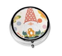 CSIVKEJ Pilulier rond à 3 compartiments avec impression 3D de Pâques, sac à main portable, mini médicament, tablette de voyage, porte-vitamines, organisateur