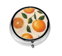 CSIVKEJ Pilulier rond à 3 compartiments avec imprimé fruits oranges