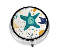 CSIVKEJ Pilulier rond à 3 compartiments avec motif étoile de dessin animé, sac à main, portable, mini organisateur de médicaments de voyage