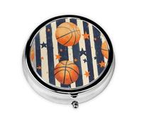 CSIVKEJ Pilulier rond imprimé basket-ball 3 compartiments pochette sac à main portable mini voyage organisateur de médicaments