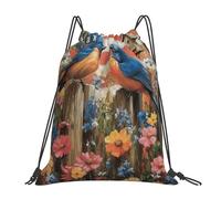 CSIVKEJ Sac à cordon de serrage pour gym, sport, voyage, travail, yoga, unisexe pour adulte, Drapeau américain oiseaux 20, taille unique