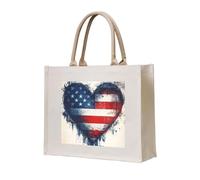 CSIVKEJ Sac fourre-tout en toile réutilisable multi-usages pour courses, voyage, gym, Drapeau américain 15, Taille unique