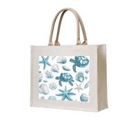 CSIVKEJ Sac fourre-tout en toile réutilisable multi-usages pour courses, voyage, natation, gym, Tortue de conque 9, Taille unique