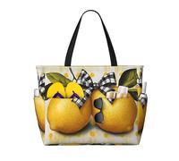 CSIVKEJ Sacs de plage pour femmes, sacs fourre-tout de plage imperméables avec fermeture éclair, sac de piscine pour voyage, vacances, Jolie paire de citrons 5, 45x38x17 cm