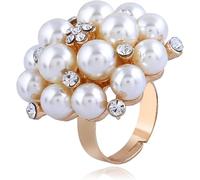 CSIYANJRY99 Bague de promesse avec perle - Faux baroque ouverte réglable tendance empilable irrégulière, Métal, Zircone cubique