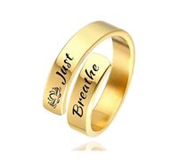 CSIYANJRY99 Bague Faith Over Fear/Just Breathe pour femme en acier inoxydable doré et argenté, Métal, Aucune pierre précieuse