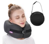 CSJT Oreiller de Voyage en Mousse à mémoire de Forme compressée pour Le Cou, Confortable, Soutien du Cou, Lavable en Machine, Accessoires Essentiels de Voyage en Avion, Accessoires Essentiels de