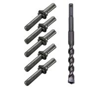 cskky 5 + 1 pièces Cales de fendage de roche et foret à marteau rotatif Cales et cales à plumes Outils de fendage de pierre for granites et bétons .oth