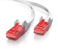 CSL- 10m Câble réseau Cat 6 Plat RJ45 - Câble LAN Gigabit Ethernet 1Gbps - Revêtement en PVC - 10/100 /1000 Mbits - Câble de Patch 250Mhz - UTP PIMF - Compatible avec Les Cat.5, Cat.5e, Cat.7, Blanc