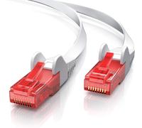 Csl- 10M Câble Réseau Cat 6 Plat Rj45 - Câble Lan Gigabit Ethernet 1Gbps - Revêtement En Pvc - 10/100 /1000 Mbits - Câble De Patch 250Mhz - Utp Pimf - Compatible Avec Les Cat.5, Cat.5E, Cat.7, Blanc