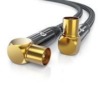 CSL - Câble d'antenne HDTV avec tressage - Fiche d'antenne (angle) vers fiche d'antenne (angle) - 135 dB 75 Ohm - Coudé à 90° - DVB-T et DVB-T2 DVB-C DVB-S DVB-S2 Radio FM DAB