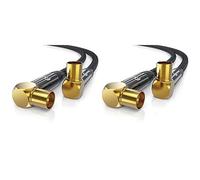 CSL - Câble d'antenne HDTV avec tressage - Fiche d'antenne (angle) vers fiche d'antenne (angle) - 135 dB 75 Ohm - Coudé à 90° - DVB-T et DVB-T2 DVB-C DVB-S DVB-S2 Radio FM DAB (Lot de 2)