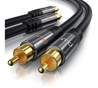 CSL Câble RCA Audio Stéréo 5 m, Câble Cinch Coaxial 2 x RCA Mâle vers Mâle, Double Blindage, Fiches Plaquées Or, Cuivre OFC sans Oxygène, pour Ampli, Chaîne HiFi, Home Cinéma, Lecteur CD, TV, Noir