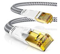 CSL Câble réseau CAT 7 plat et fin, 15 m, pour commutateur, routeur, modem PC, routeur, modem PC, 15 m, blanc