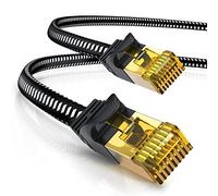 CSL Câble réseau CAT 7 plat et fin, 5 m, pour commutateur, routeur, modem PC, routeur, modem PC, 5 m, noir